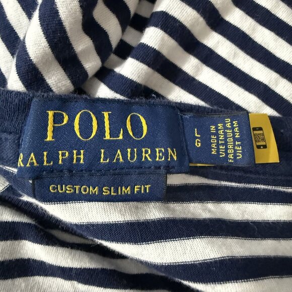 Polo Ralph Lauren Top Women's Large Crew Neck Short Sleeve T-Shirt Logo Stripe - Picture 8 of 12